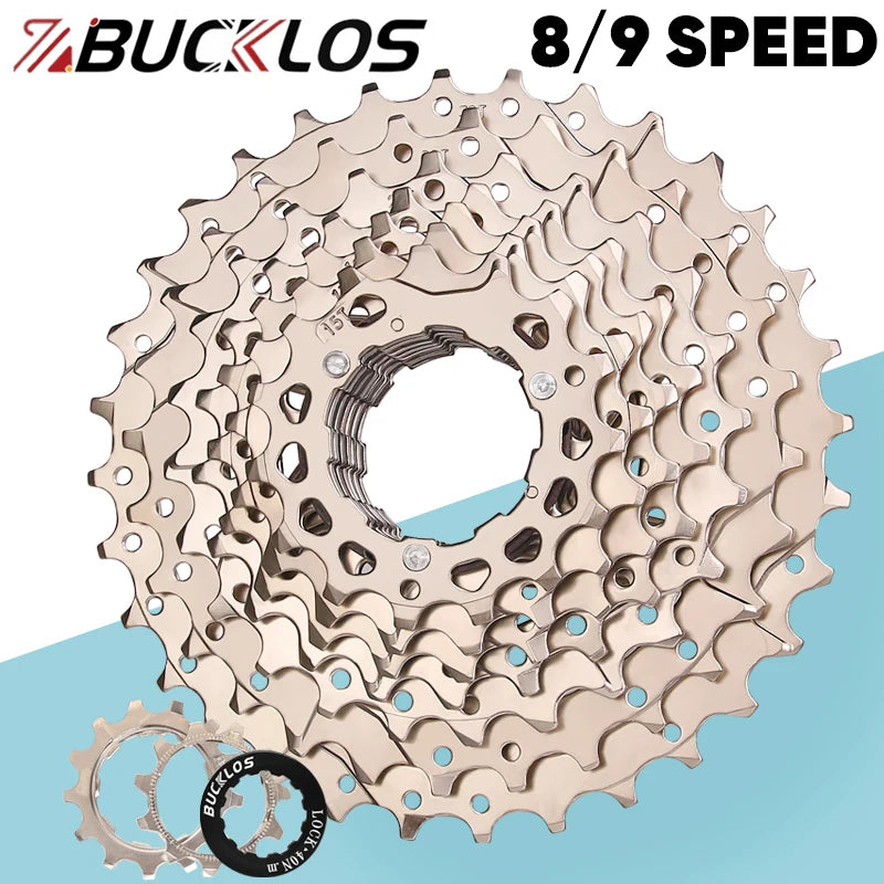 BUCKLOS Bike Cassette 8/9 Speed Bicycle Freewheel 11-25T/28T/32T/34T/36T/40T Road Mountain Bike Cassette for HG Hub Bicycle Part