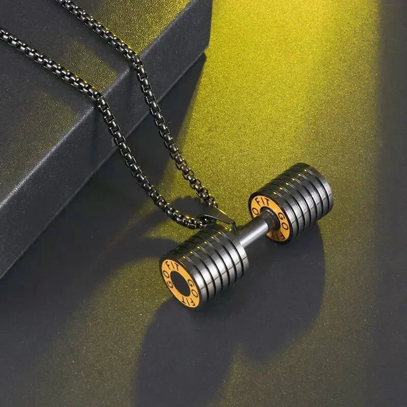 Stainless Steel Barbell Dumbbell Pendant Men\\'s Fitness Bodybuilding Necklace Women\\'s Gym Casual Sports Jewelry