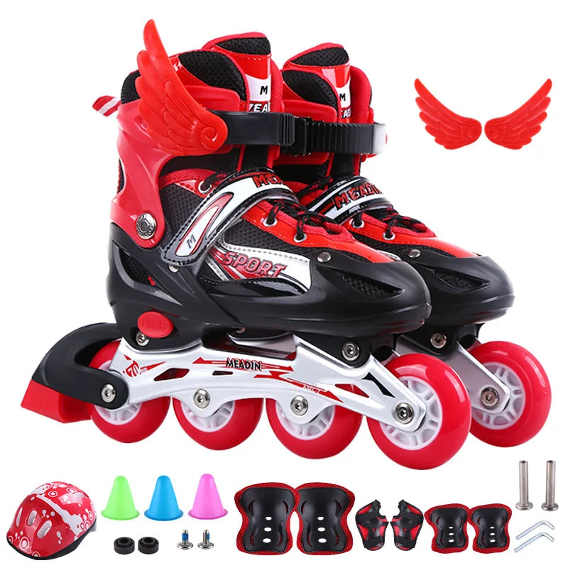 Children's skates Adjustable skates full set of flashing in-line outdoor practice roller skates