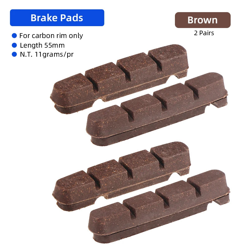 Deemount Carbon Rim Brake Pads Cork Compound Road Bike Caliper Braking Inserts for Carbon Wheel Low Rim Wear All Weather Use
