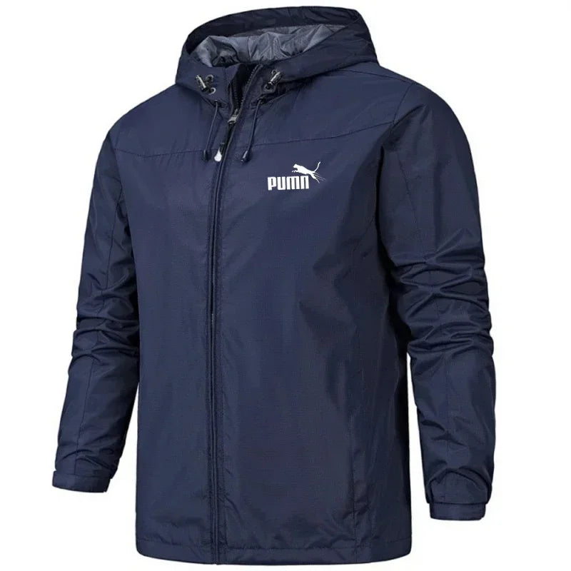 Men's hooded waterproof jacket, camping, outdoor, mountain climbing, windproof, lightweight, long-sleeved outdoor jacket. Suitab