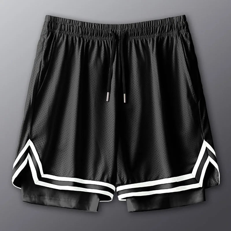 1pcs Men Basketball Sport Shorts Boy Gym Running Short Male 2 In 1 Quick Dry Workout Training Fitness Mesh Breathable Short Pant