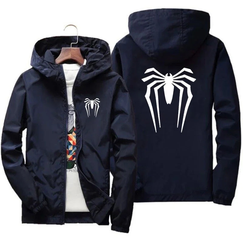Men's Slim-fit Hooded Jacket Is Available in Various Sizes and Is Perfect for Casual Daily Wear with Its Printed Design Spring