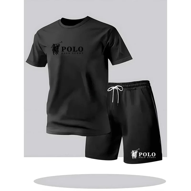 Summer New Style Men's Sport Suit, Short Sleeve T-shirt + Elastic Waistband Short Pants Set, Breathable and Quick-drying Casual