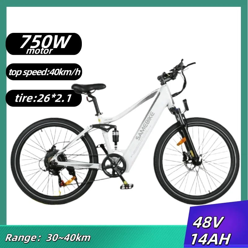 Adult Electric Bicycle 26 Inch Tire City Commuting Traveling electric bike 750W Motor 48V 14AH Lithium Battery XD26 Style e-Bike
