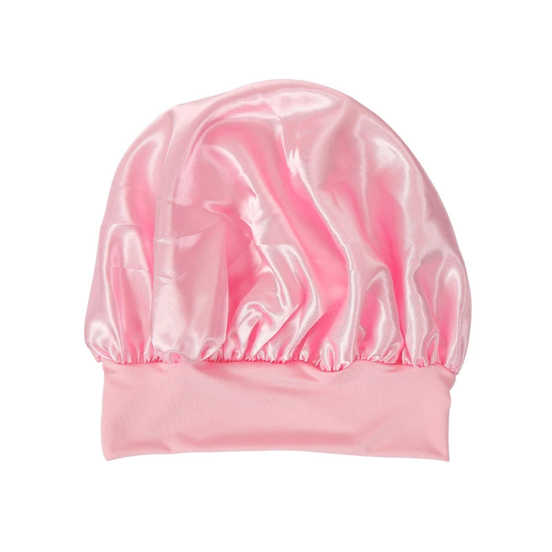 2PCS Milk Imitation Silk Wide Brim Satin Cloth Women's Hair Hat Bonnet Elastic Band Headwear bonnets for women