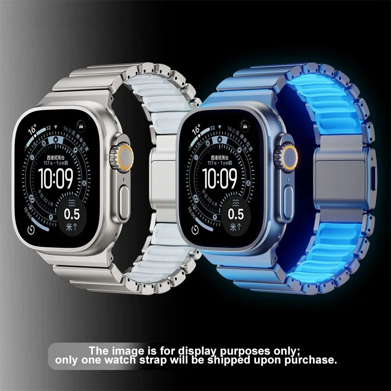 Titanium Metal Band For Apple Watch Ultra 3 11 10 9 8 7 SE 6 Liquid Silicone Magnetic Strap For iWatch 42mm 44mm 45mm 46mm 49mm