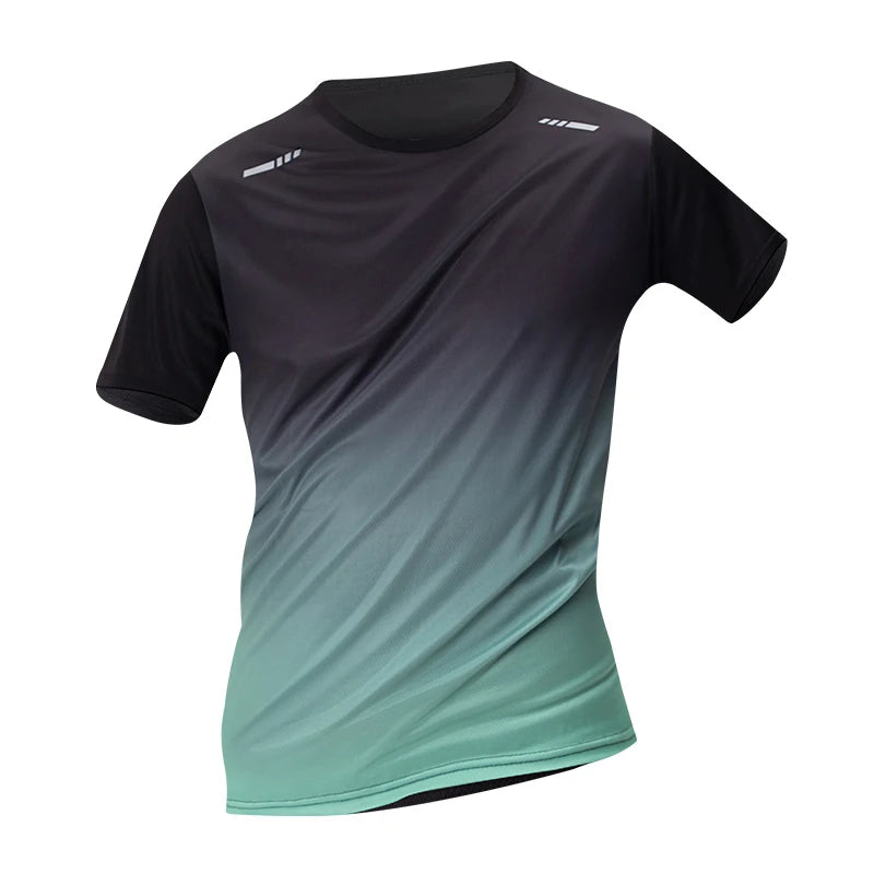 Simple Fashion Gradient Sports T Shirts For Men Summer Casual Short Sleeve 3D Printed Running T-shirts Loose Breathable Tees