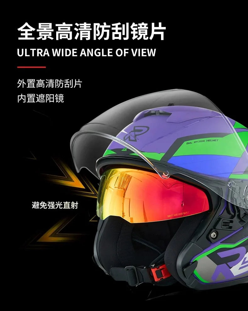 Lightweight Ventilated 3/4 Open Face Helmet DOT ECE Approves Motorbike Scooter Scooter Half Helmet Open Face Casco Moto