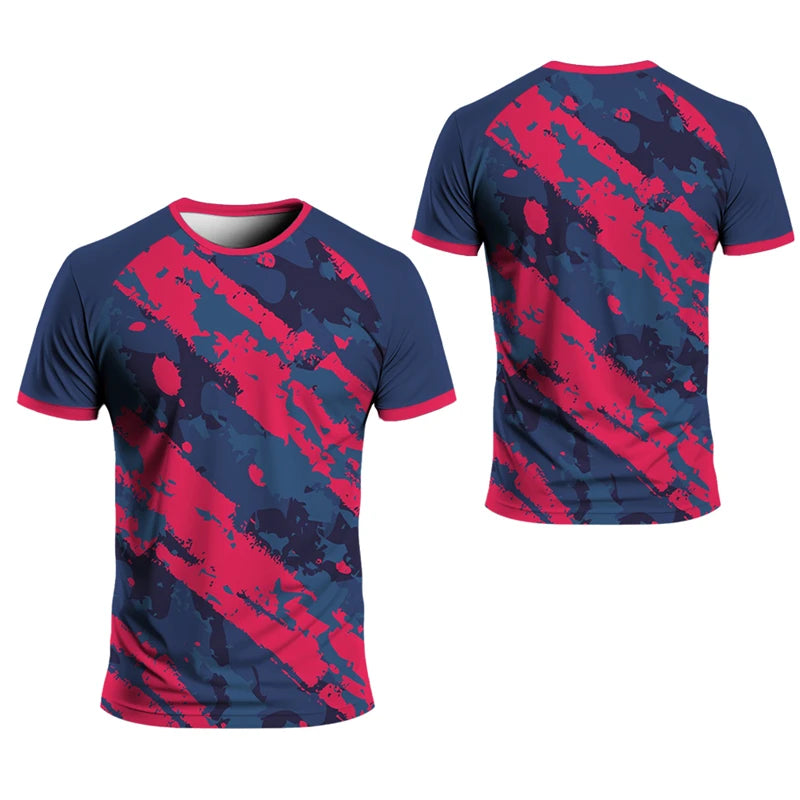 Simple Striped Graphic Sports T Shirts For Men Summer Fashion Short Sleeve 3D Printed Fitness T-shirts Casual Oversized Tees