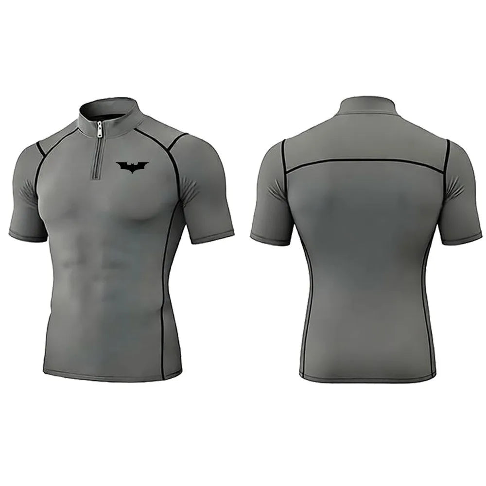2025 Men's Bat Print Compression Shirt Quick Dry T-Shirt Gym Running Jersey Breathable Short Sleeve S-3XL