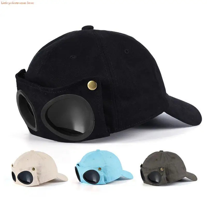 F92D Baseball Hat For Men Hip Hop Hats Curved Visor Baseball Hat with Goggles