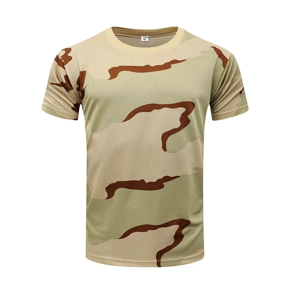Camouflage 3D T-shirt men's outdoor fashion casual round neck short sleeved summer street outdoor sports T-shirt lightweight bre