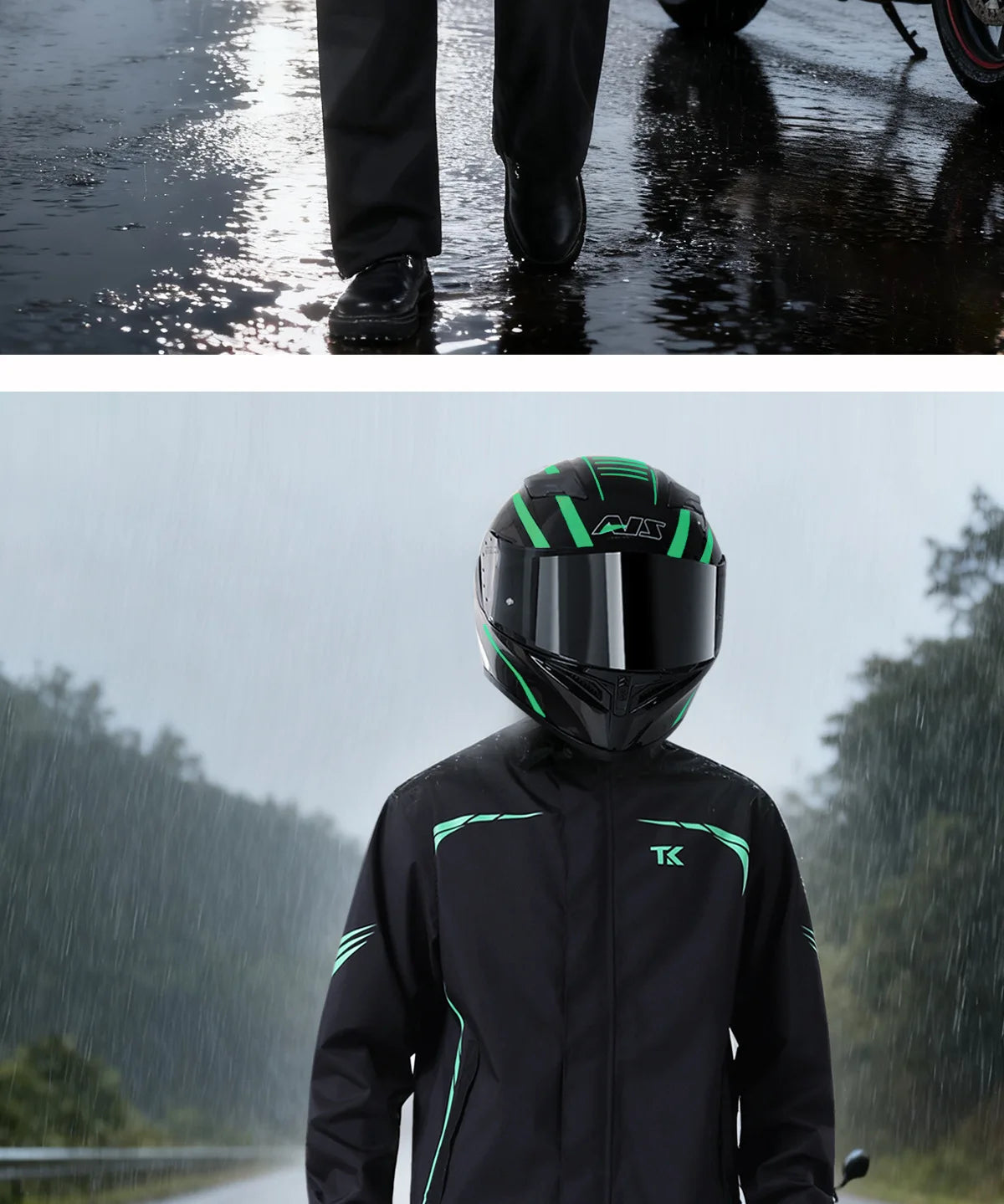 1 set Men's Motorcycle Riding Suit Raincoat Set Full Body Waterproof Outdoor Wear Adult Separate Delivery Rider Special Use