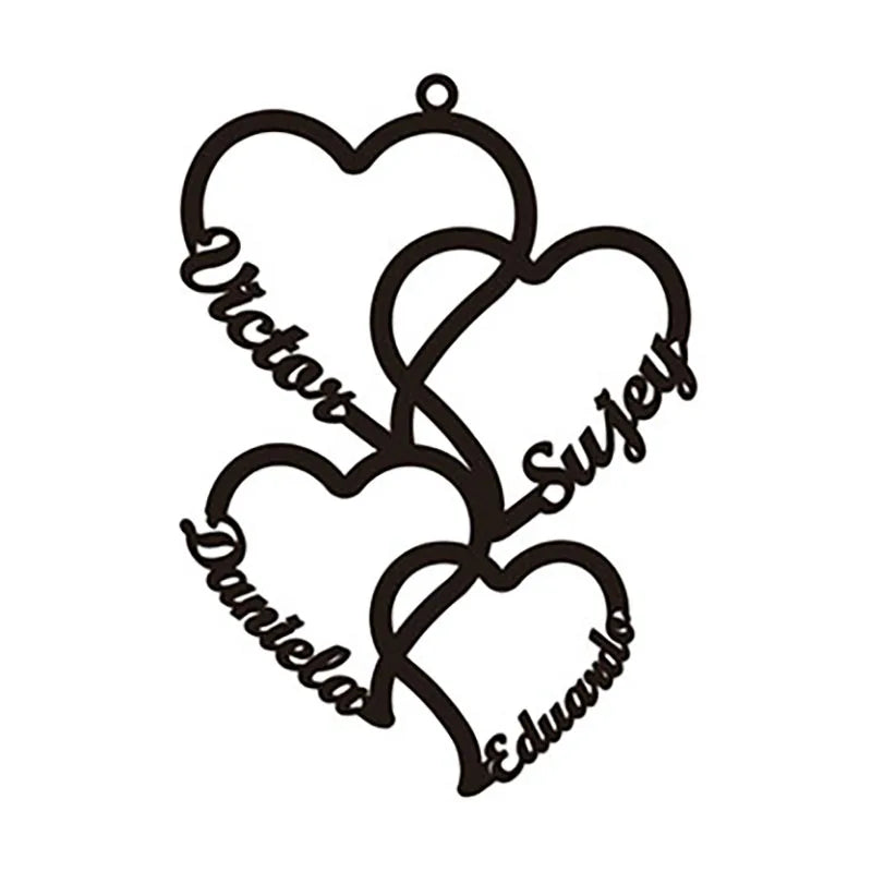 Personalized Heart Name Necklace Customized 2-5 Heart Name Pendant Family Necklace Stainless Steel Jewelry Mother's Day Gift