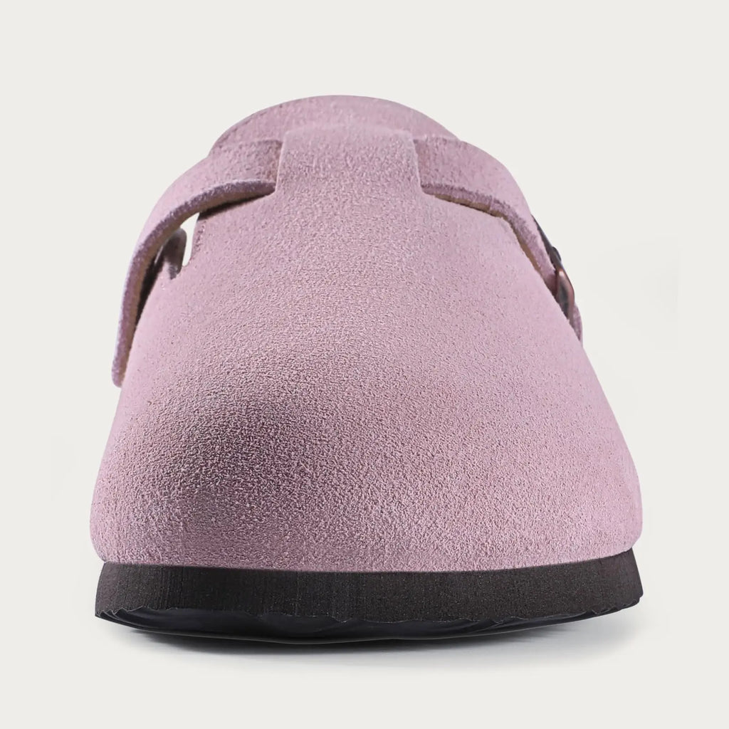 Crestar Women's Suede Clogs Leather Mules Cork Footbed Sandals Potato Shoes with Arch Support Fashion Leather Mules Shoes