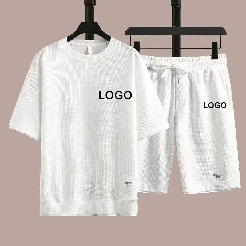 Customized Printed T-shirt Short Pants 2-Piece Suit Men Summer Fashion Short Sleeve Tracksuit Set Shorts Streetwear Tee Tops