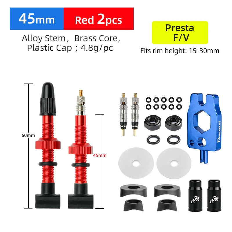 Presta Nozzles W/ Uni-body Rectangle Base for Bicycle Tubeless Rim F/V Valve Nipples MTB Road Bicycle Carbon Wheelset Tire Part