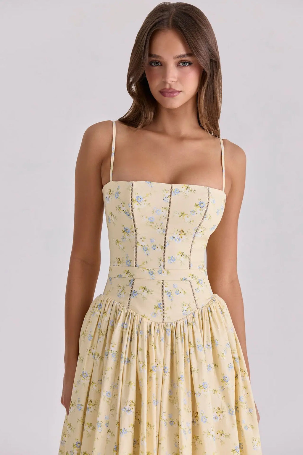 Oligai Summer Floral Print Spaghetti Strap Midi Dress Women Party Dress Elegant Vintage Holiday Beach Wear Dress