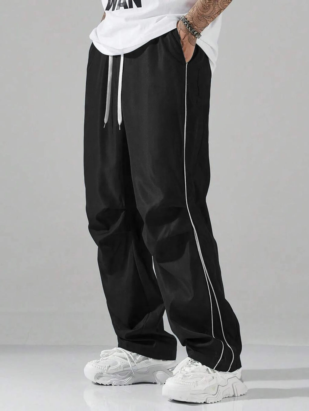 Retro Vintage Wide Leg Loose Pants Spring Summer Me High Elastic Waist Pocket Sporty Long Trousers LXDZ-KJ-CK029-WW
