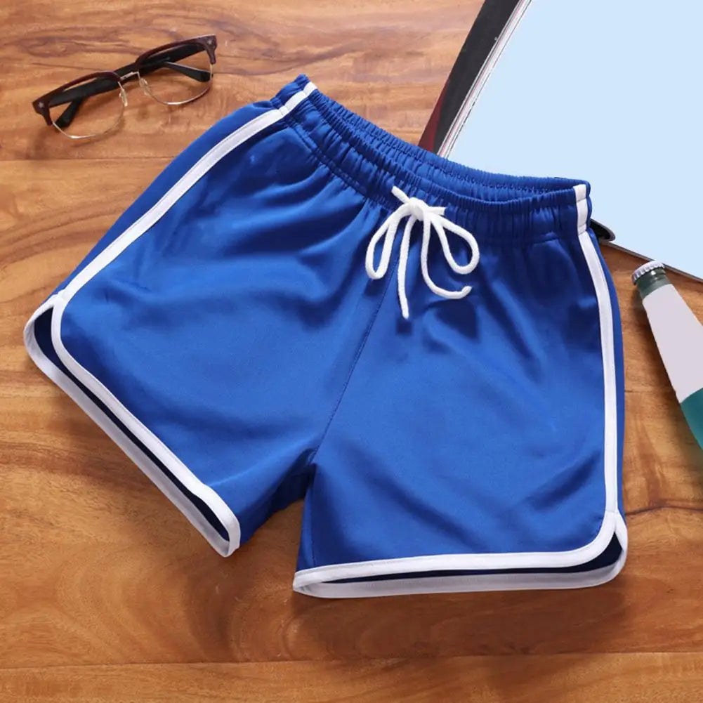 Above Knee Men Shorts Men's Summer Drawstring Shorts Elastic Waist Loose Length Beach Trousers Daily Casual