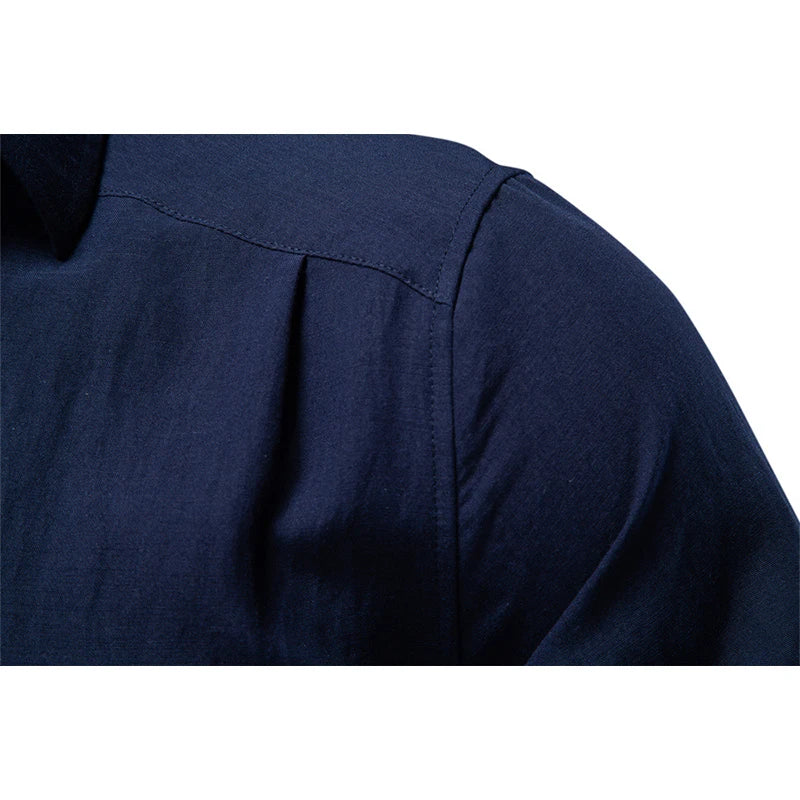 Men's Old Money Style Wrinkle Textured Long Sleeve Shirt, European Size, Business Casual, Spring New Arrival