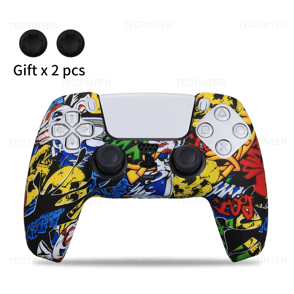 Protective Cover Skin for Playstation 5 Controller Anti-slip Silicone Case for PS5 Slim Gamepad Cover Thumb Grips Accessories