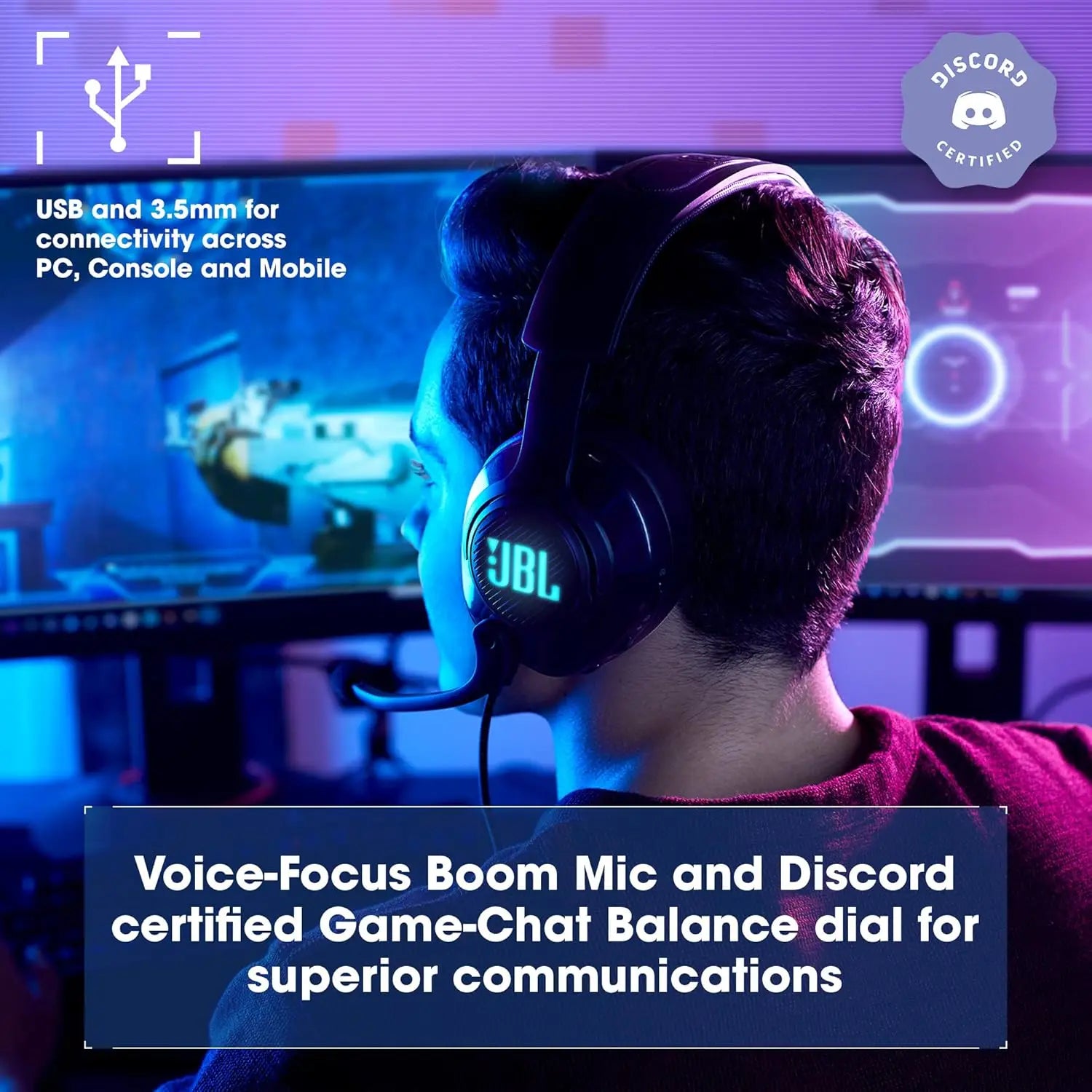 JBL Quantum 400 - Wired over-ear gaming headset with game-chat balance dial, JBL QuantumSURROUND and DTS