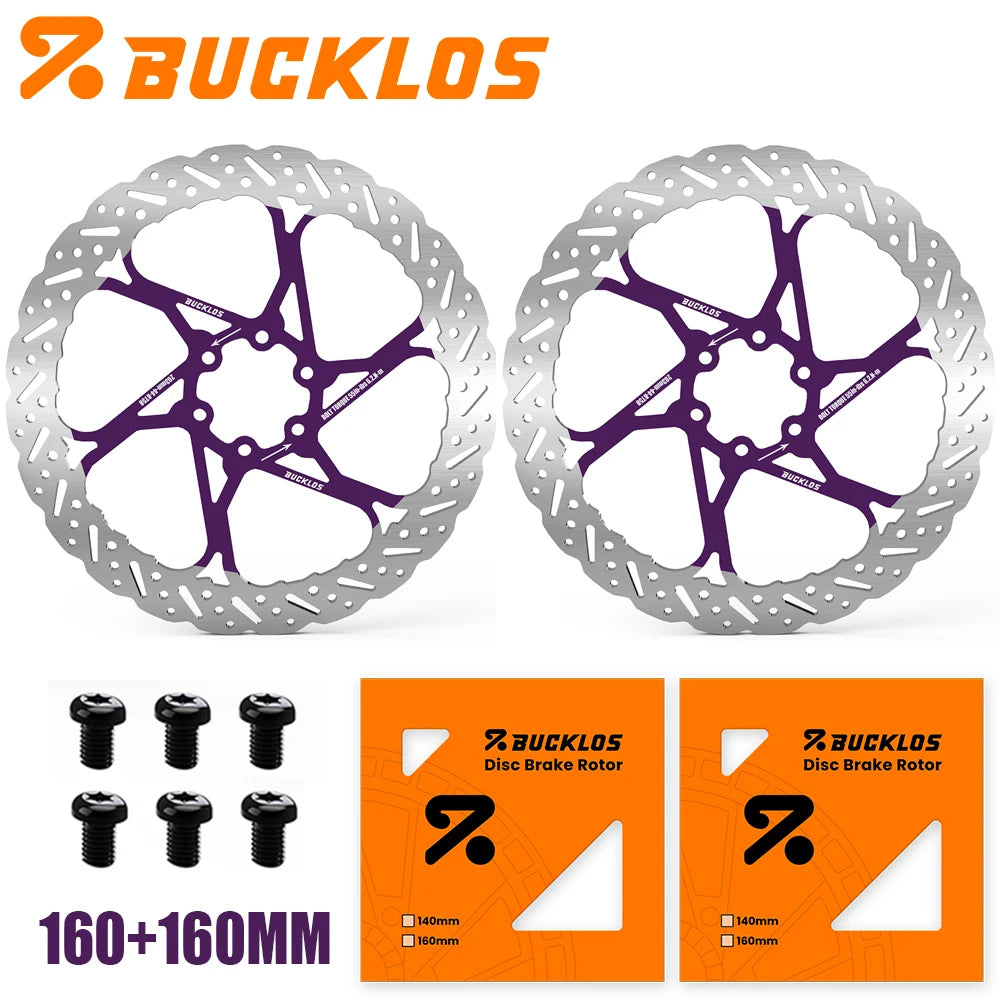 BUCKLOS 2PC Bicycle Rotor Bike Brake Discs 160mm 140mm 180mm 203mm Brake Discs Heat Dissipation Hydraulic Disc Brakes Rotor
