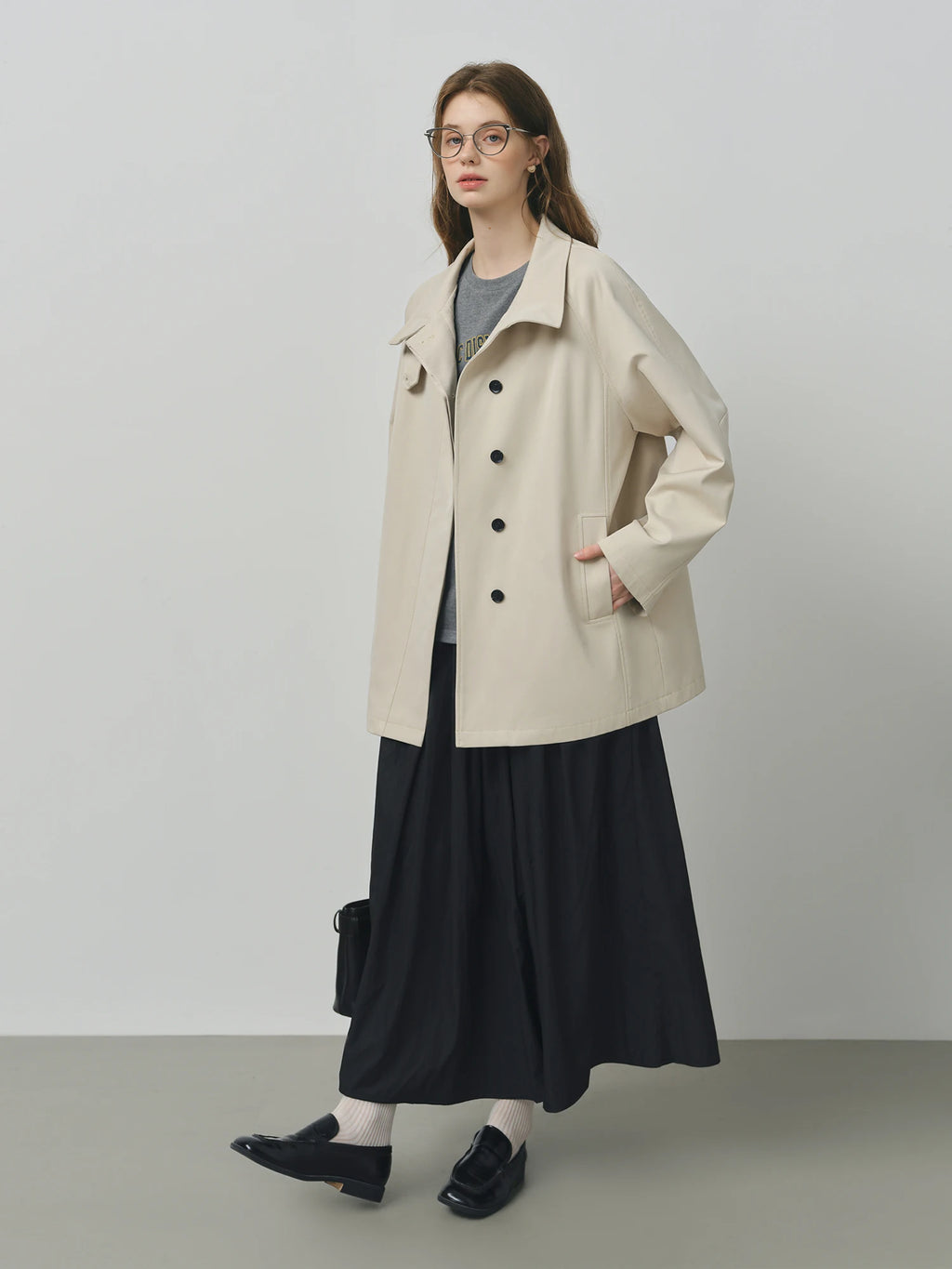 FSLE British Style Design Stand Collar Windbreaker Trench Jacket for Women 2025 Autumn New Arrival Casual Chic Coats for Women