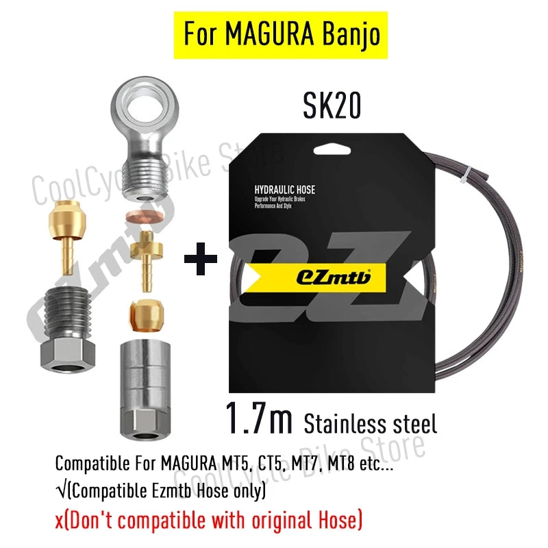 EZMTB Bike Hydraulic Brake Hose 4 Layer kevlar K20 K28 5-Layer Stainless Steel Cable for Shimano Magura Sram Avid Hope Adapters