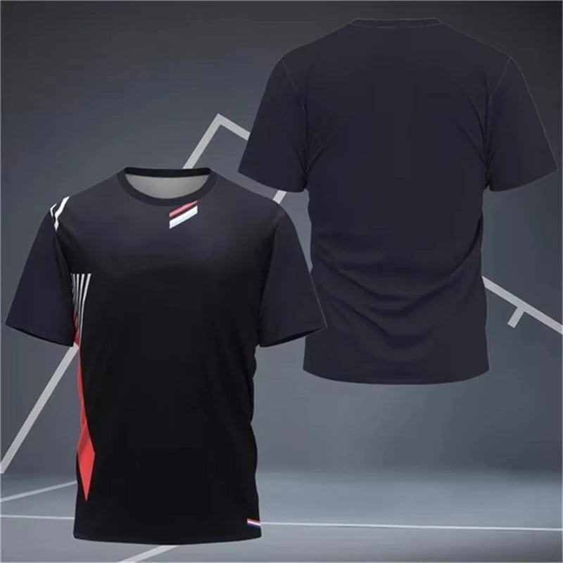 Simple Geometric Patterns Badminton T Shirts For Men Summer Fashion Short Sleeve 3D Printed T-shirt Casual Oversized Sports Tees