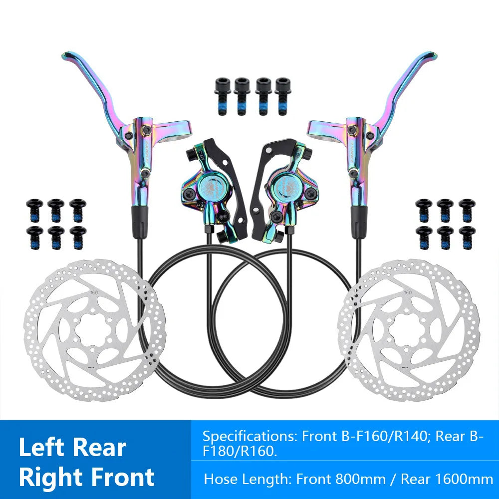 MT200 Bike Hydraulic Disc Brake MTB Brake BL BR 800/1600mm Bicycle Brake 2 Piston 3 Finger Steel Lever Bike Parts Upgrade