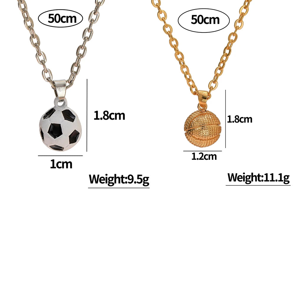 New In Sporty Basketball Football Pendant Necklace 3D Ball Choker For Women Men Boys Fans Lovers Jewelry Party Birthday Gift