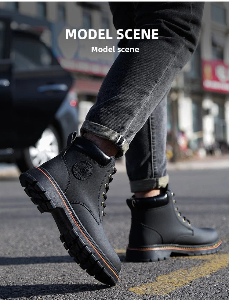 high-top Work Boots For Men Anti-smash Anti-puncture Work Shoes with Steel Toe leather safety shoes men for work waterproof shoe