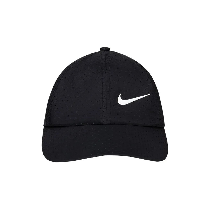 Nike Men's Women's Black Baseball Cap Logo Print Breathable Nylon Polyester Blend Casual Sports Sunshade Hat-N32533077GS-001