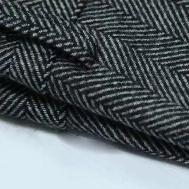 Autumn New Warm Wool Herringbone Casual Trousers British Retro Woolen Loose Straight Pants for Men