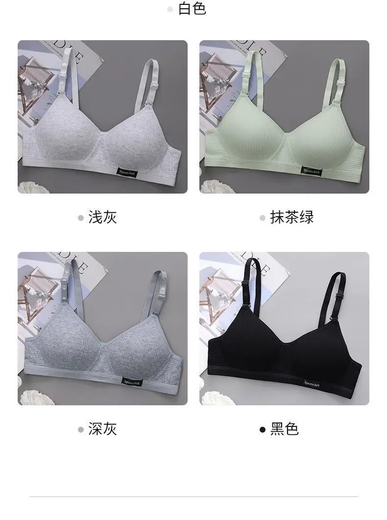 3pcs Women Thin Wireless Bra Girl Seamless Push Up Bra Student Comfort V-Shaped Underwear Adolescent Breathable Comfort Lingerie