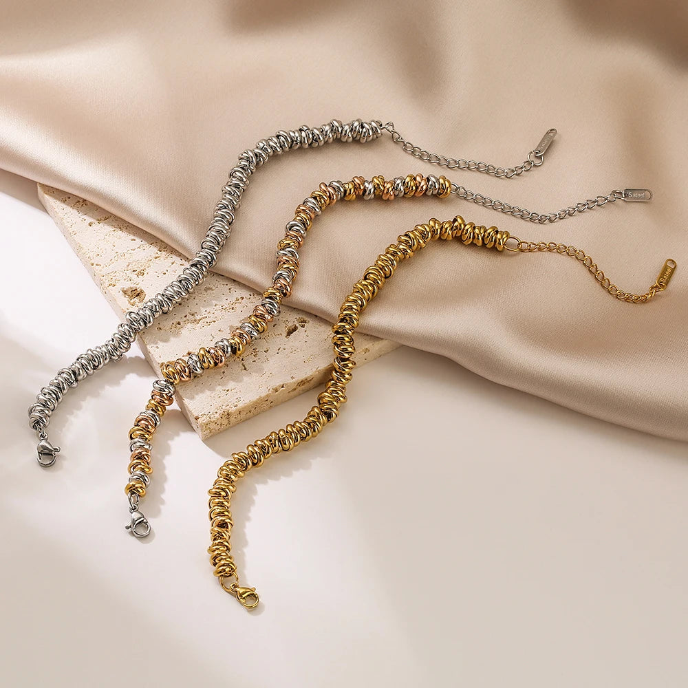 cmoonry High Quality Non-Fading Stainless Steel Jewelry Gold/Silver/Mix Color Beads Bracelets For Women