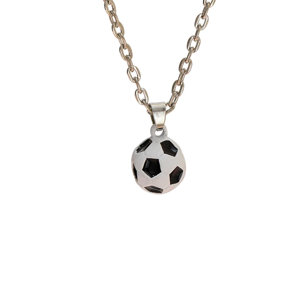 New In Sporty Basketball Football Pendant Necklace 3D Ball Choker For Women Men Boys Fans Lovers Jewelry Party Birthday Gift
