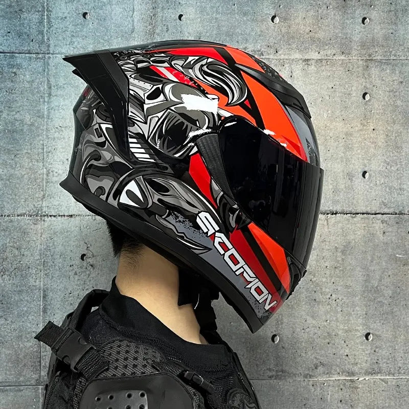JIEKAI DOT Certified Full Face Motorcycle Helmet Racing Dual Lens Helmet