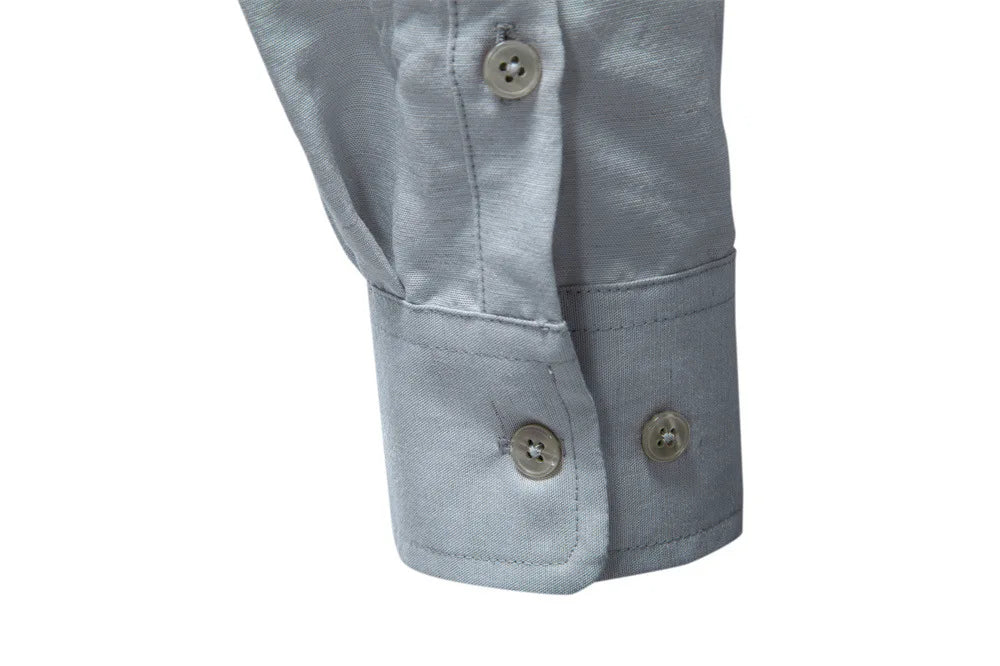 Men's Old Money Style Wrinkle Textured Long Sleeve Shirt, European Size, Business Casual, Spring New Arrival