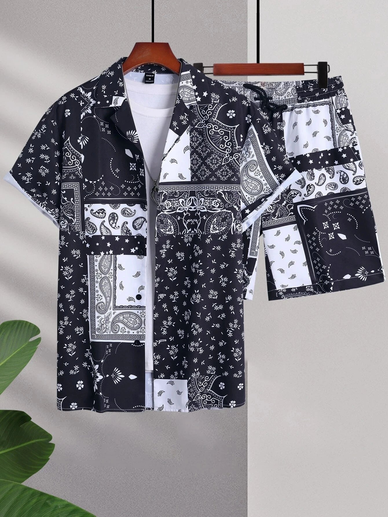 2024 Men Sets Print Patchwork Lapel Short Sleeve Casual Shirt Beach Shorts Summer Streetwear Vacation Hawaiian Suits Men S-5XL