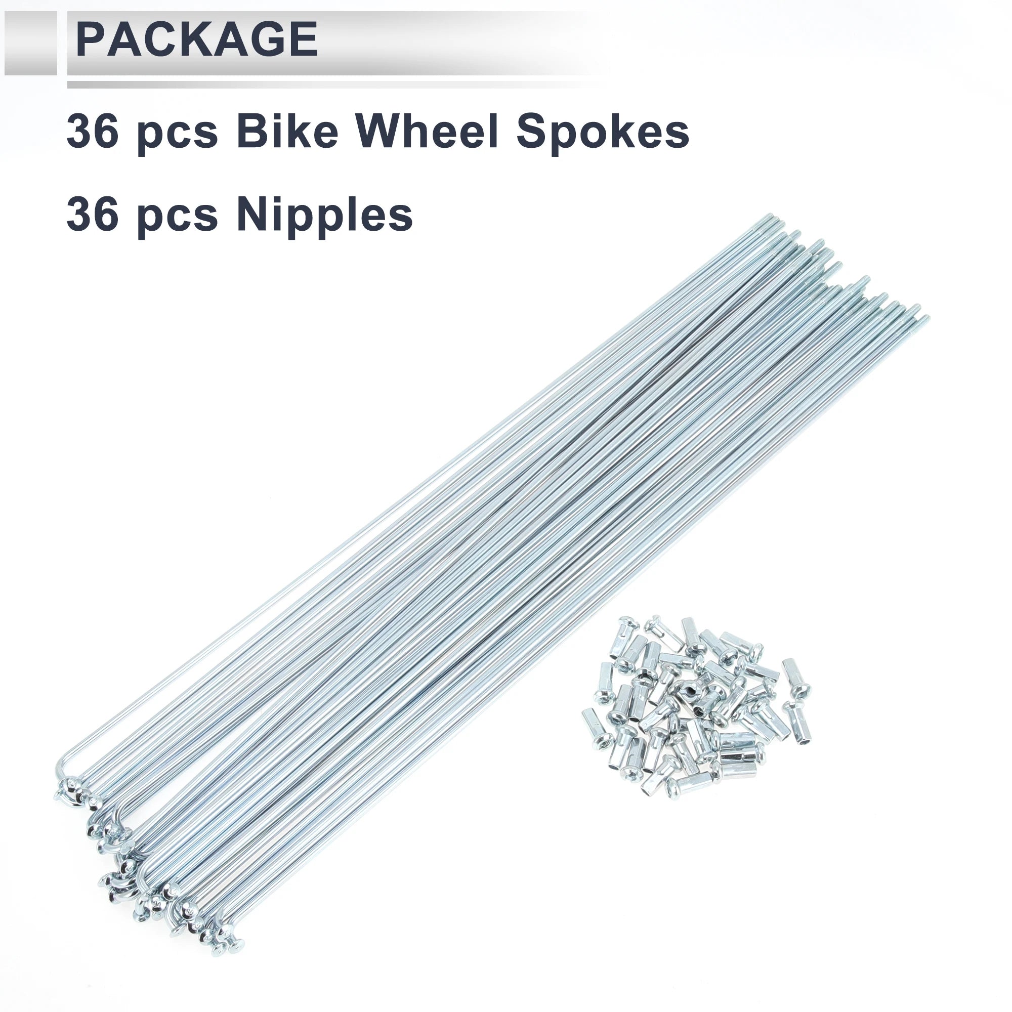 X Autohaux 36pcs 12G J Bend Bicycle Steel Spokes 69mm 76mm 82mm 87mm 92mm 100mm 105mm-249mm Cycle Spokes with Nipples