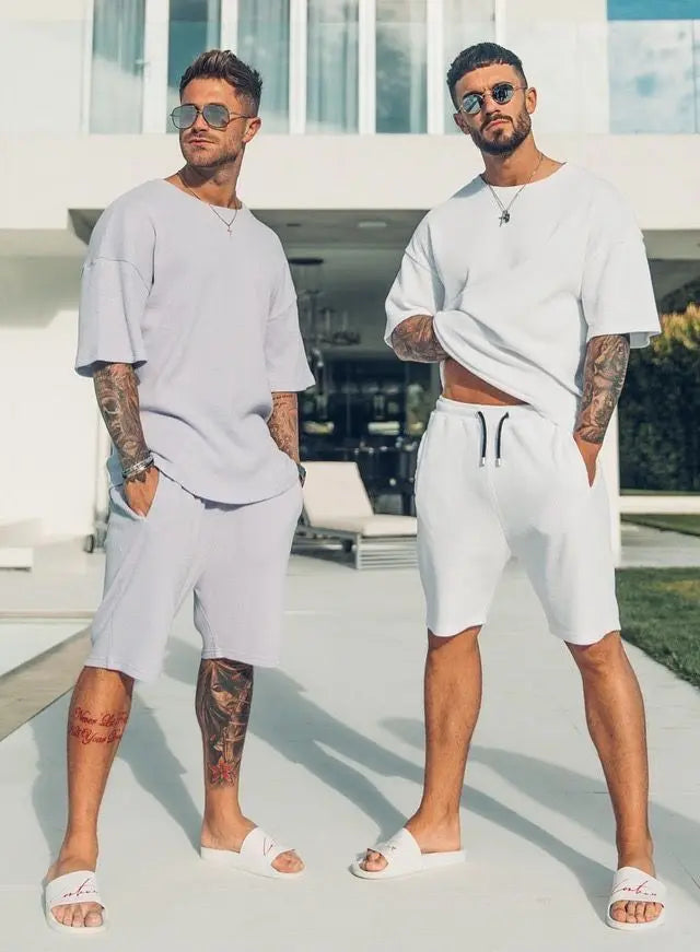 20024 Outdoor Sports Style Men's Suit Basketball Suit Summer Seaside Holiday Leisure Wear Men's Home Loose Comfortable Pyjamas