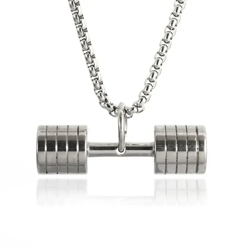 Stainless Steel Barbell Dumbbell Pendant Men\\'s Fitness Bodybuilding Necklace Women\\'s Gym Casual Sports Jewelry