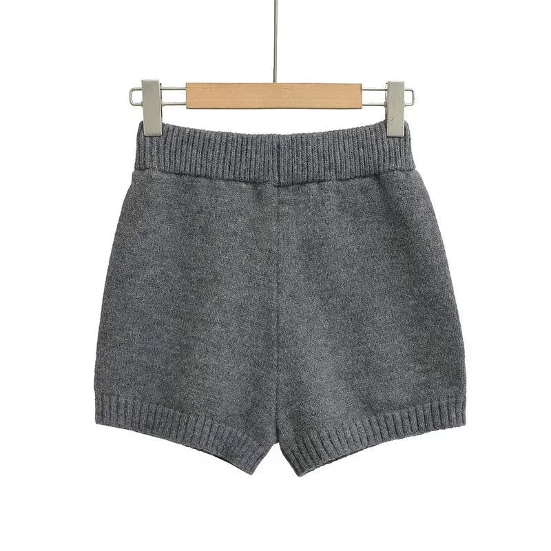 High-Waisted Elastic Knit Shorts Women's Anti-Exposure Outerwear Warm Pants Base Layer Thermal Pants Harajuku Vintage Y2K Shorts