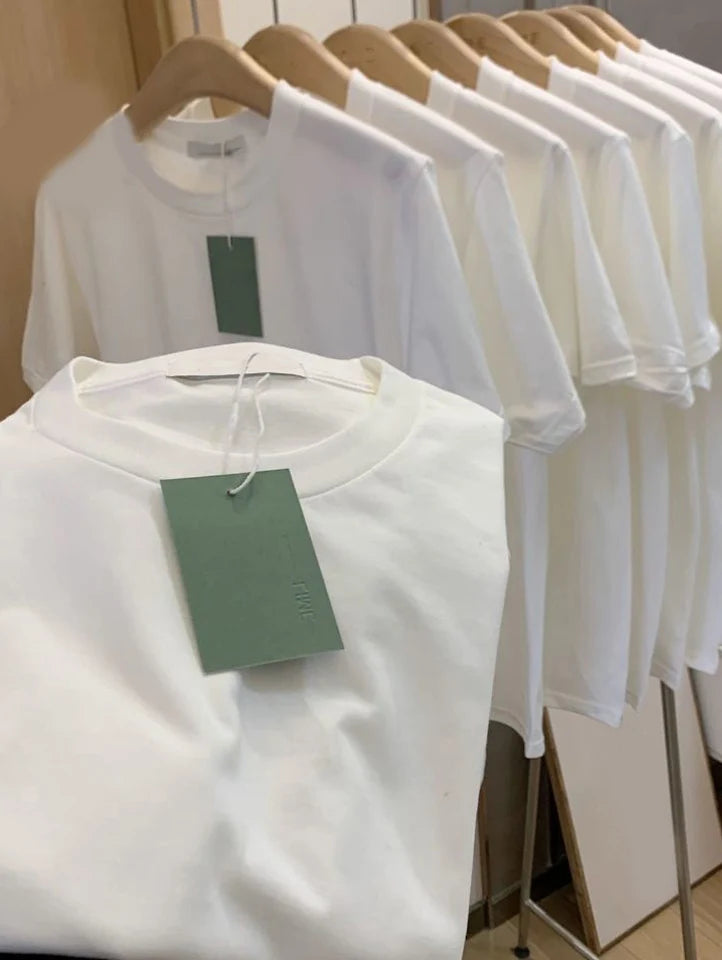 Summer Casual 100% Cotton Regular-Fit Women Crew Neck Basic White T-Shirts