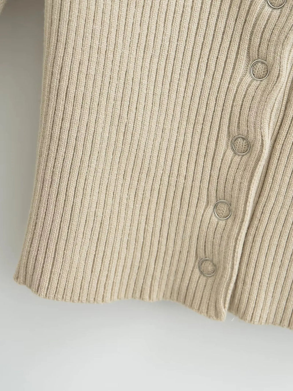 Women's Knitted Fitted Cardigan Elegant Long Sleeve Tops Sweater Knitwears Top Female Clothing 2025 Fall Black Brown White Blue