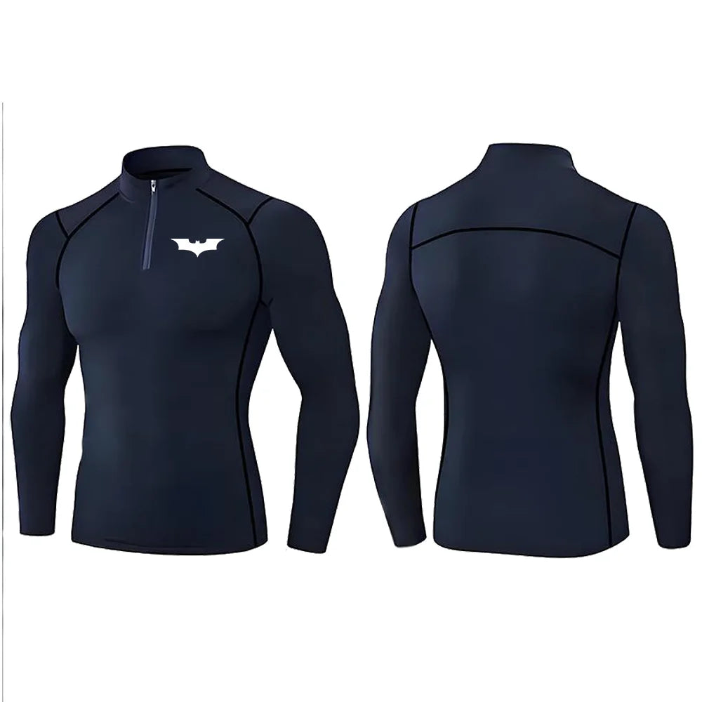 2025 Men's Bat Print Compression Shirt Quick Dry T-Shirt Gym Running Jersey Breathable Short Sleeve S-3XL